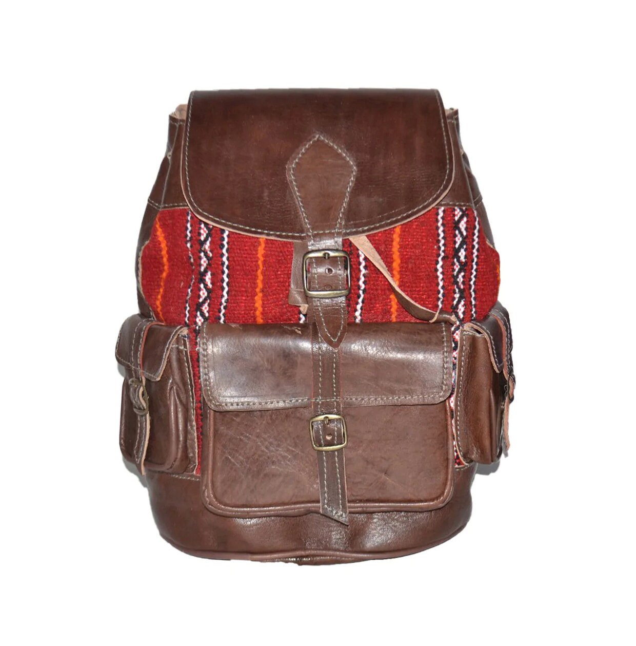 Leather Kilim Backpack for men, kilim backpack for women, Moroccan unisex Kilim bag ,Moroccan Rucksack backpack, bohemian kilim backpack