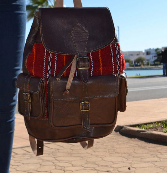 Leather Kilim Backpack for men, kilim backpack for women, Moroccan unisex Kilim bag ,Moroccan Rucksack backpack, bohemian kilim backpack