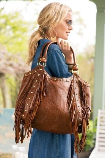 Fringe western crossbody, Leather Fringe crossbody, Fringed tote bag, Boho fringe leather purse, dot studded bag, studded fringe leather bag