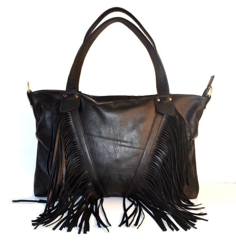 Moroccan Fringed tote bag, Fringe western purse, Leather Fringe Bag, Boho cowgirl bag, fringed boho crossbody, leather handbag with fringe