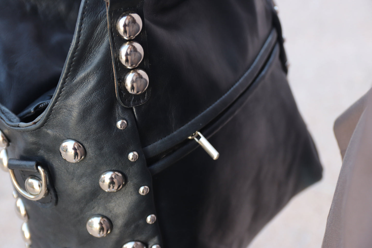 Brown Studded Leather bag, women Leather dot Studded tote bag, Studded leather handbag, Black leather studded bag, gothic rivets Leather Bag