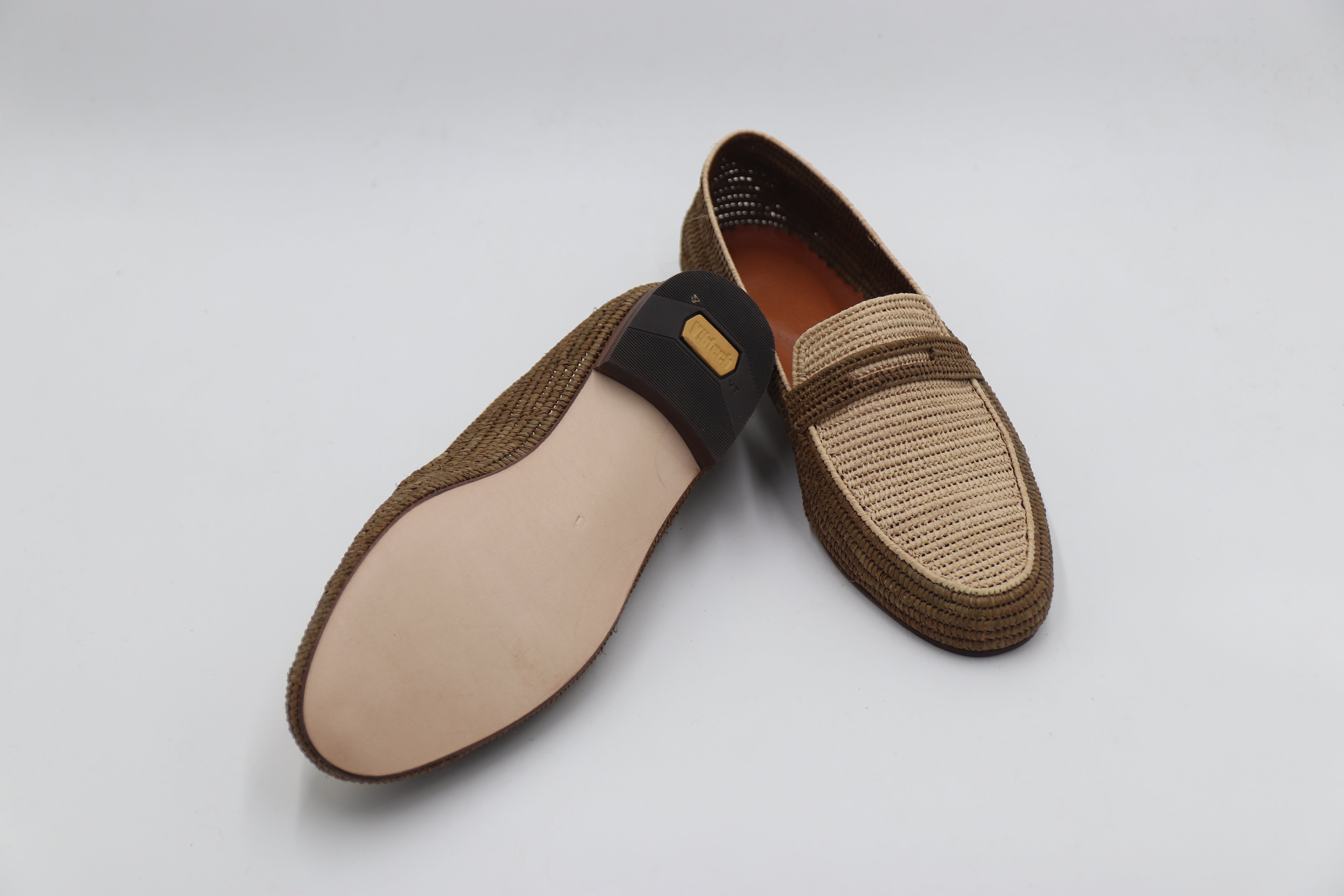 Man wearing Handmade Raffia Loafers with casual summer outfit

