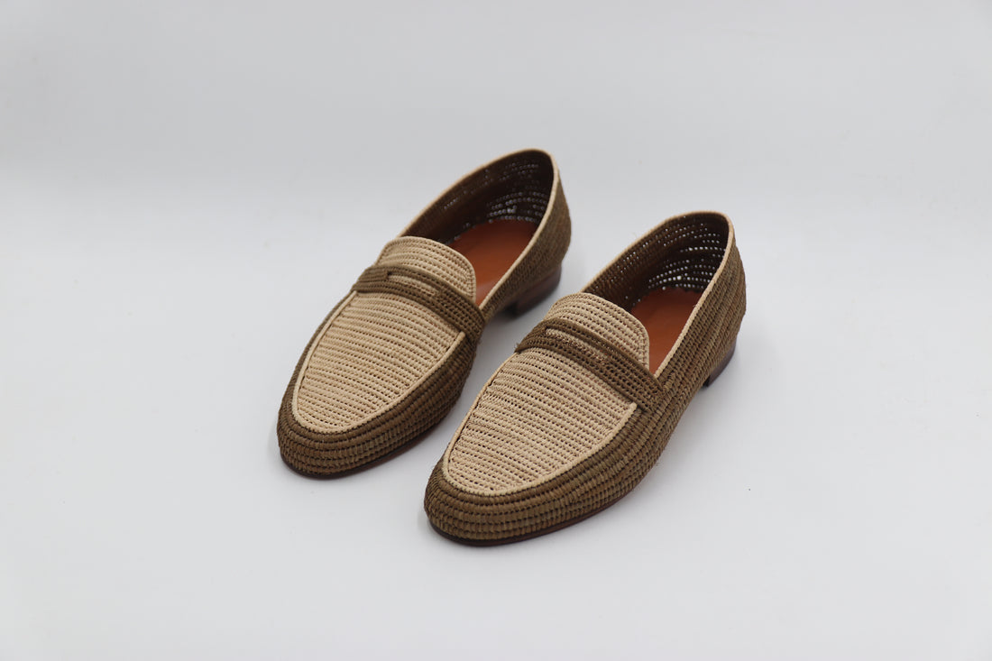 Handmade Raffia Loafer for Men – Side view on white background