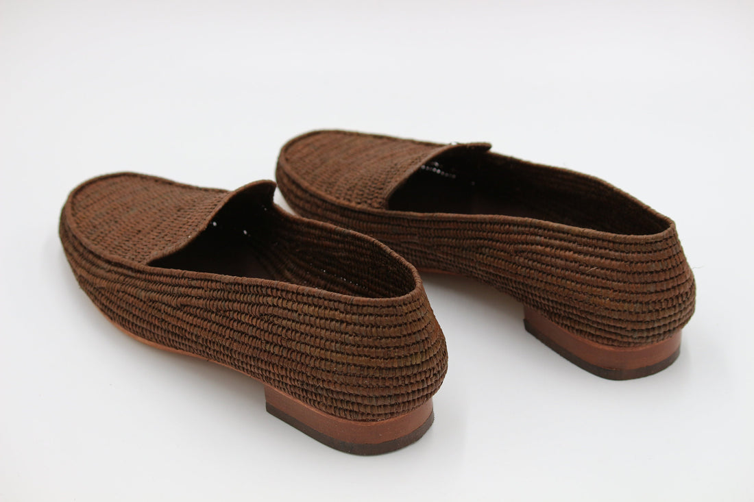Raffia shoes for men, raffia shoes, Brown raffia moccasins, Brown loafer raffia, loafer shoes raffia, handmade raffia shoes, raffia mules