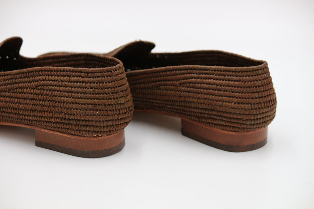 Raffia shoes for men, raffia shoes, Brown raffia moccasins, Brown loafer raffia, loafer shoes raffia, handmade raffia shoes, raffia mules