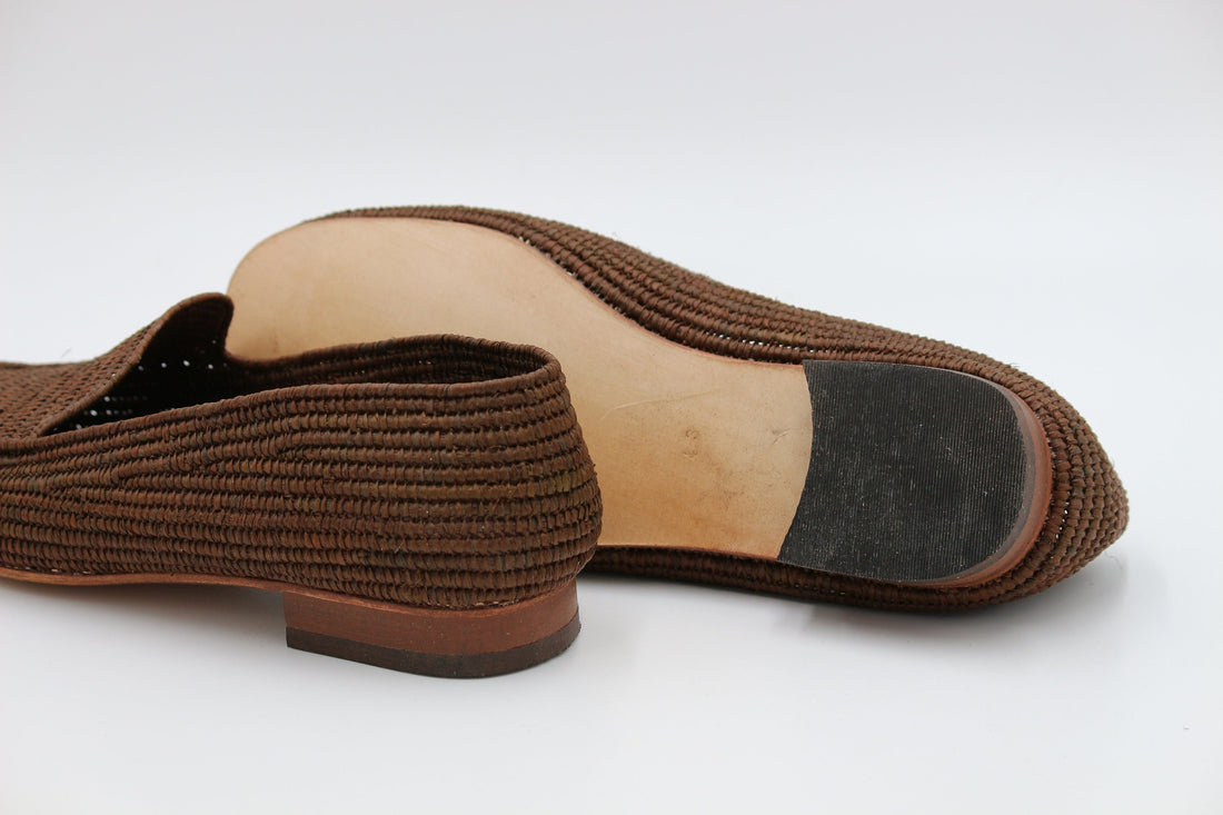 Raffia shoes for men, raffia shoes, Brown raffia moccasins, Brown loafer raffia, loafer shoes raffia, handmade raffia shoes, raffia mules