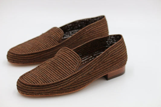 Raffia shoes for men, raffia shoes, Brown raffia moccasins, Brown loafer raffia, loafer shoes raffia, handmade raffia shoes, raffia mules