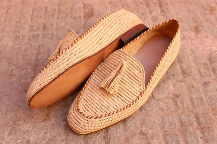 Wedding Raffia shoes for men, Moroccan raffia shoes, Raffia shoes for men, handmade loafer raffia for men, vegan loafer raffia, raffia shoes