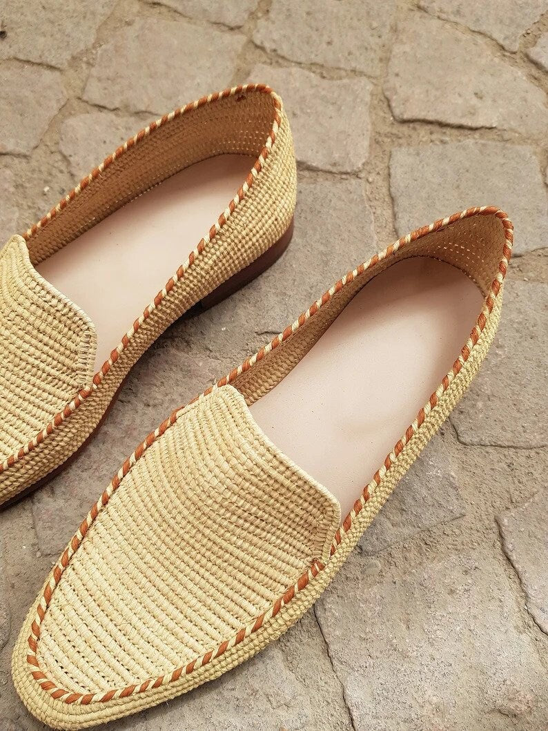 vegan shoes for men, Moroccan raffia shoes, Raffia shoes for men, loafer raffia for men, wedding loafer shoes raffia, handmade raffia shoes
