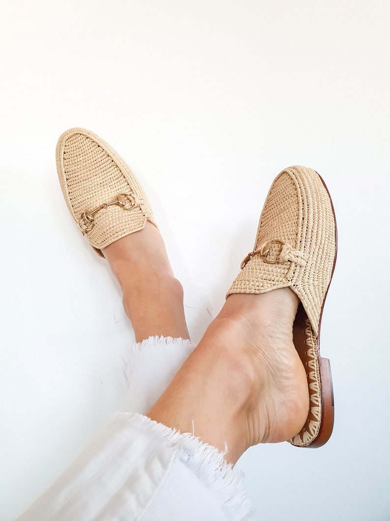 Raffia Mules for women, Vegan raffia mules for women, Raffia mules for women, women raffia slippers, handmade raffia shoes, raffia mules