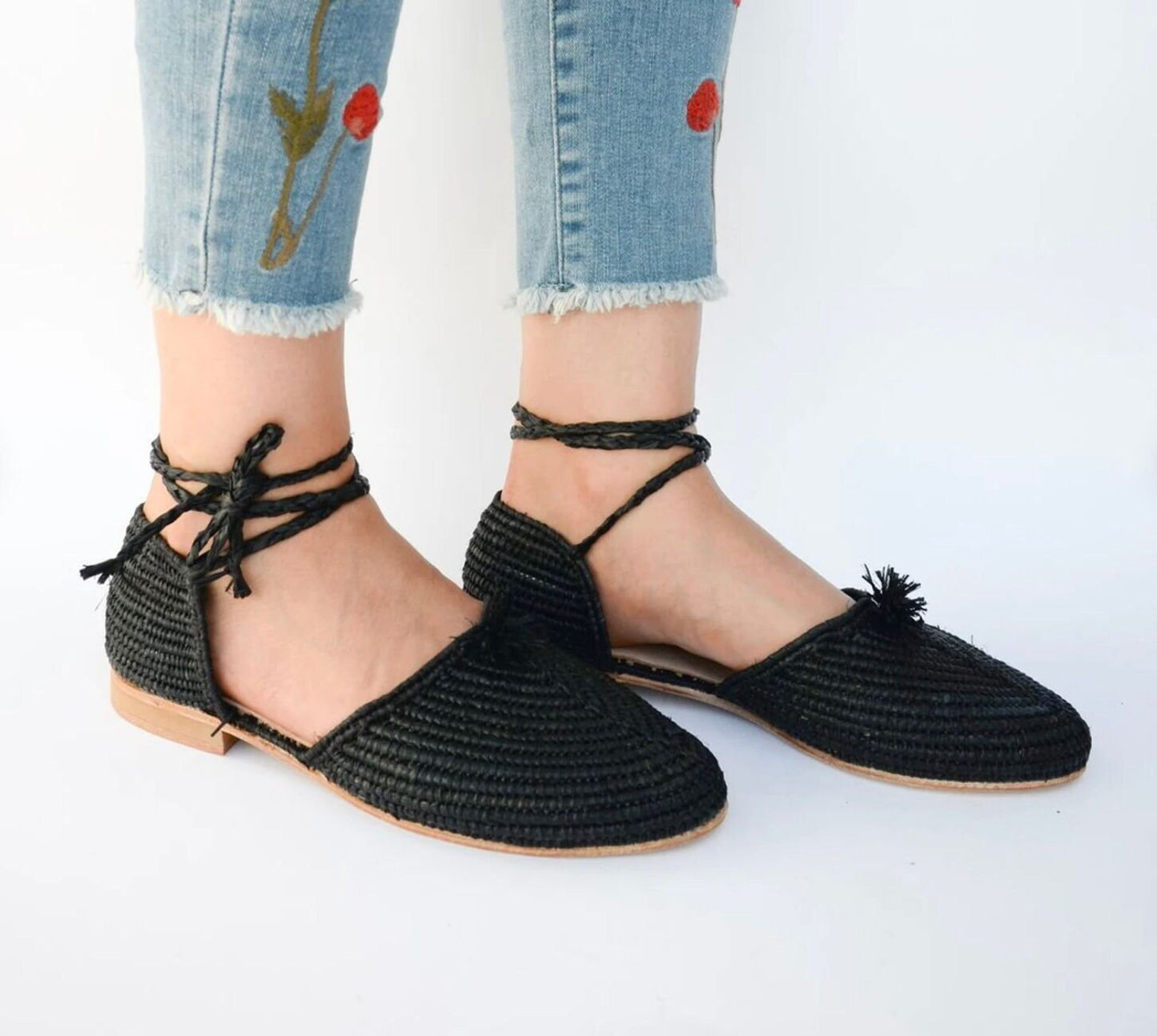 Black raffia mule for women, black Raffia shoes Women, Women summer raffia shoe, raffia mules, raffia oxford, blackraffia slippers for women