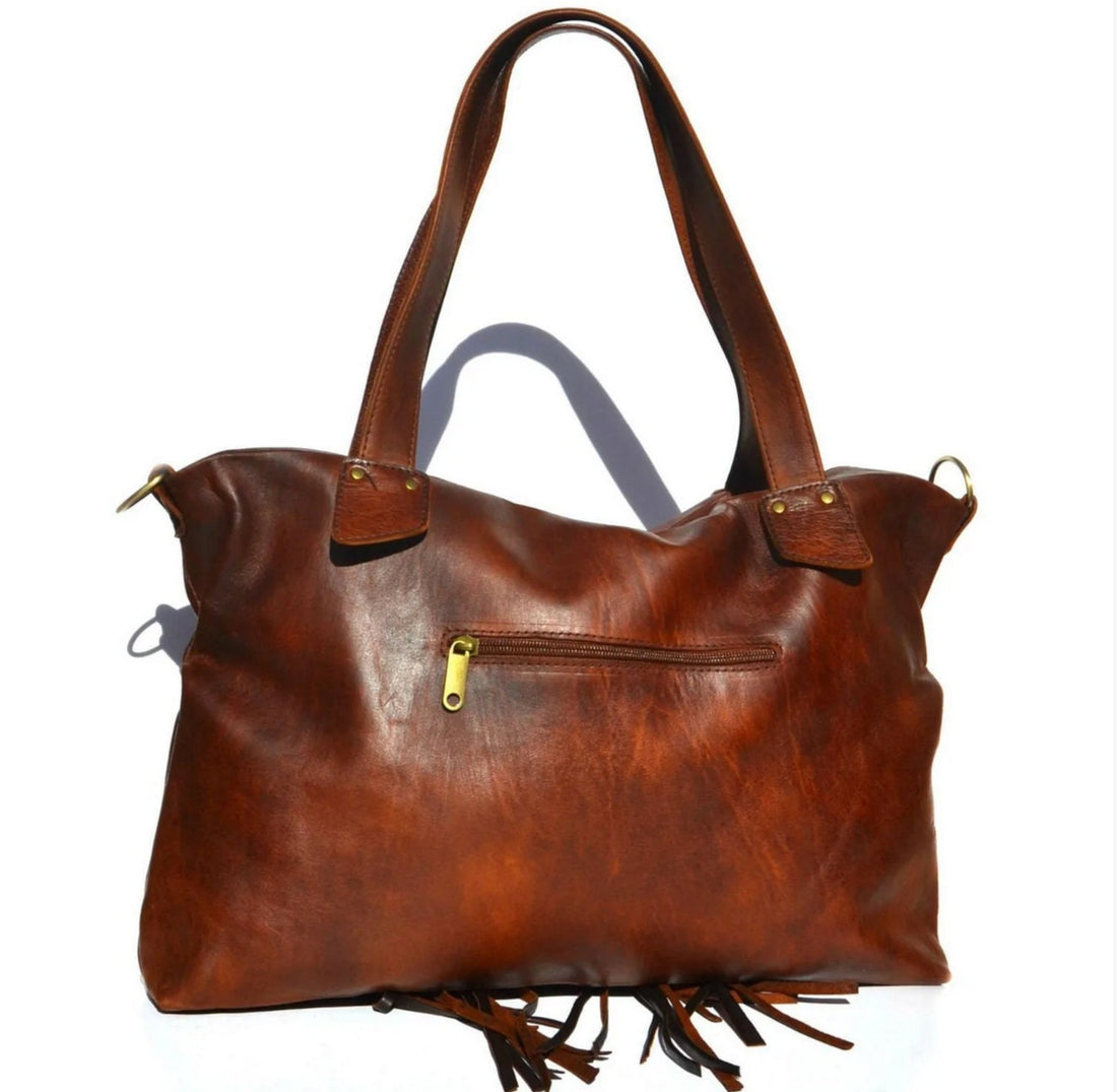 Fringed tote bag, Leather Fringe purse, Fringe western purse, Boho cowgirl bag, fringr boho crossbody bag, leather handbag with fringe