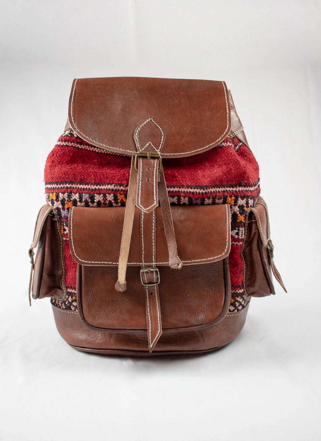 Leather Kilim Backpack for men, kilim backpack for women, Moroccan unisex Kilim bag ,Moroccan Rucksack backpack, bohemian kilim backpack