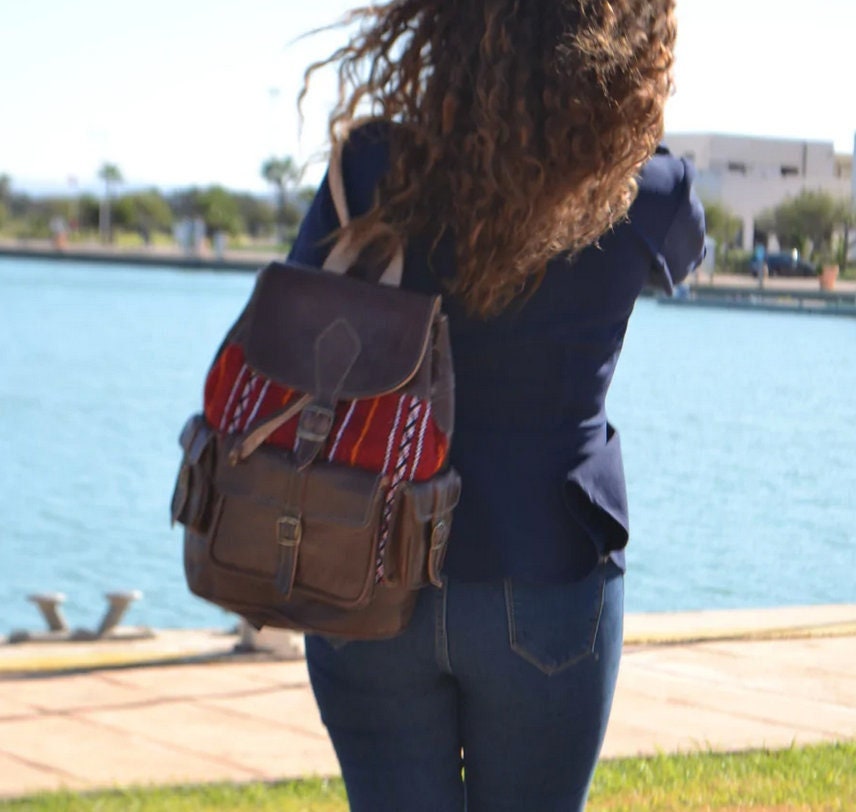 Kilim Backpack, Bag genuine black leather, unisex Kilim bag , Kilim Travel Bag, Hipster backpack, Rucksack backpack, bohemian kilim backpack