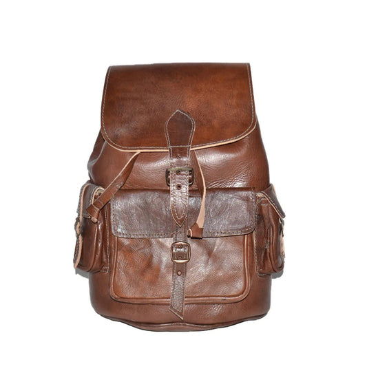 Brown leather backpack, Moroccan Brown Leather backpack, moroccan kilim backpack, bag gift for her, Minimaliste Convertible Leather Backpack