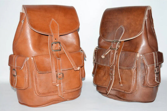 Brown leather backpack, Moroccan Leather backpack, moroccan kilim backpack, purse gift for her, Minimaliste Convertible Leather Backpack