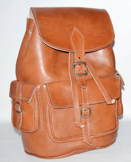 Brown leather backpack, Moroccan Leather backpack, moroccan kilim backpack, purse gift for her, Minimaliste Convertible Leather Backpack