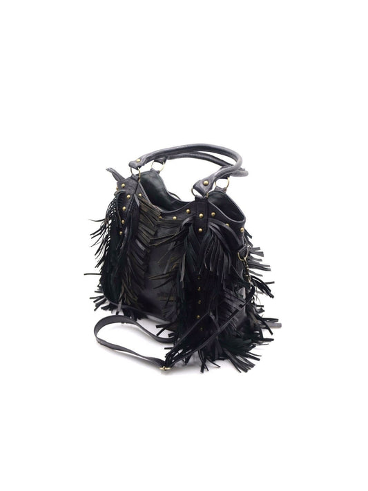 Fringe western crossbody, Leather Fringe crossbody, Fringed tote bag, Boho fringe leather purse, dot studded bag, studded fringe leather bag