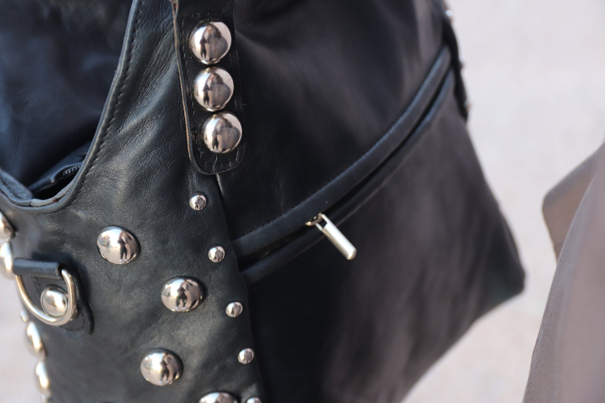 Brown Studded Leather bag, women Leather dot Studded tote bag, Studded leather handbag, Black leather studded bag, gothic rivets Leather Bag