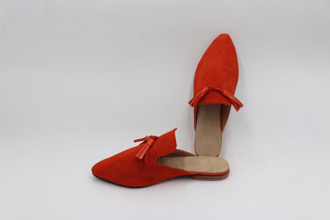 Women's Blue leather Mules, Suede Leather Mule for women, Moroccan Velvet Babouche, Premium Handmade Babouche for her, Women leather Slipper