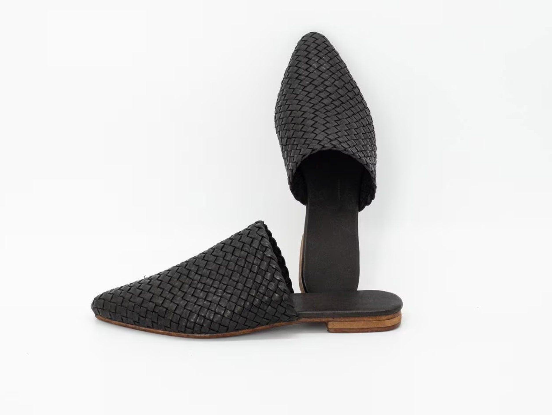 Silver leather BaBouche, Leather Mules women, Moroccan Genuine Leather Babouche, Premium Handmade BaBouche, braided leather Slippers woman