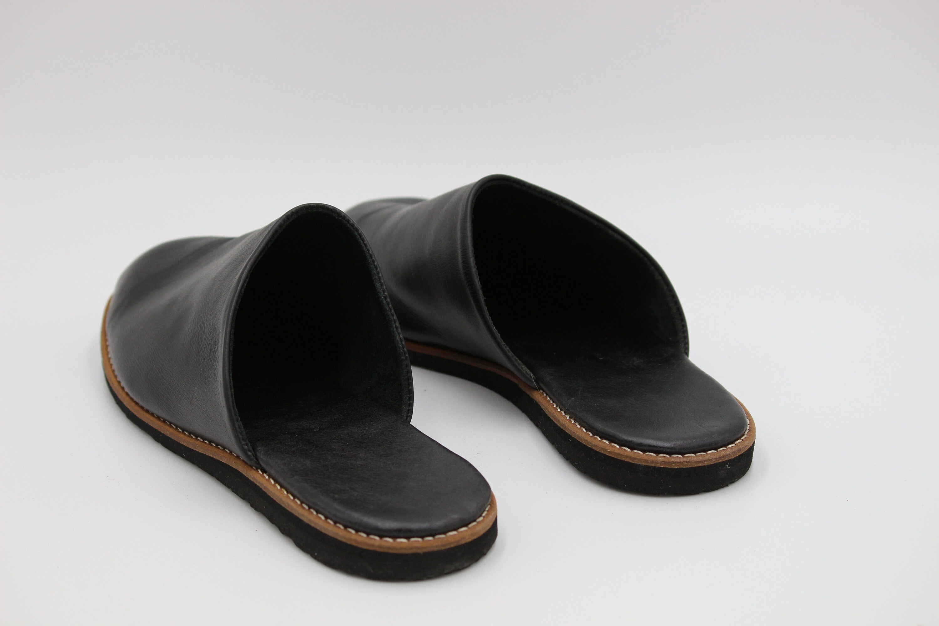 Men Leather Clog, Black Leather slippers Men, Moroccan leather babouche for men, Men handmade leather slippers, Brown leather Babouche men