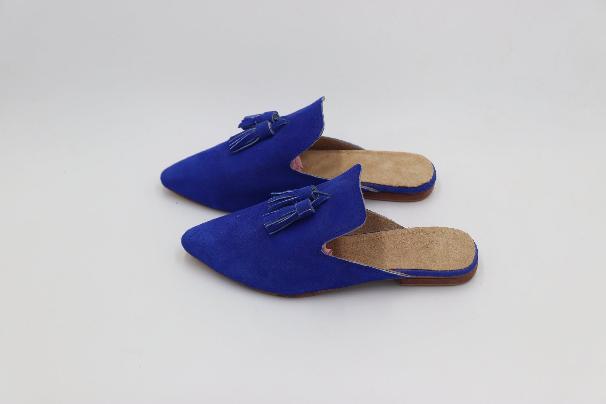 Women's Blue leather Mules, Suede Leather Mule for women, Moroccan Velvet Babouche, Premium Handmade Babouche for her, Women leather Slipper