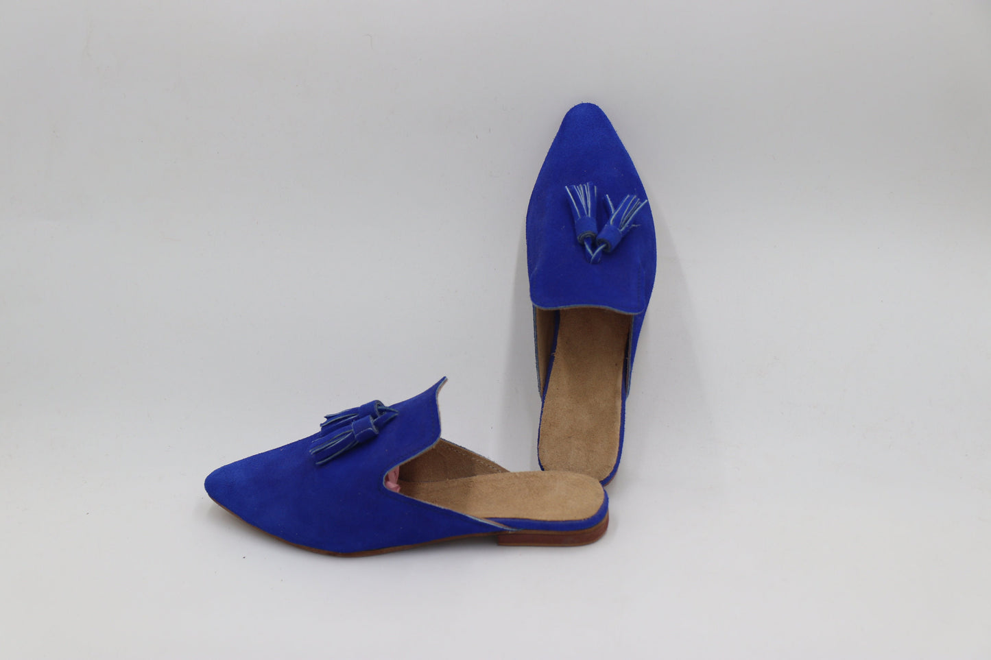 Women's Blue leather Mules, Suede Leather Mule for women, Moroccan Velvet Babouche, Premium Handmade Babouche for her, Women leather Slipper